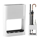 Porte-parapluies avec bac d'égouttement amovible, support de parapluie en plastique pour parapluies longs/courts, porte-parapluie, intérieur - Blanc