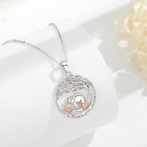 INFUSEU Sterling Silver Elephant Bear Necklaces for Women Sweet Family Bond Jewelry, 18 Inch Chain3