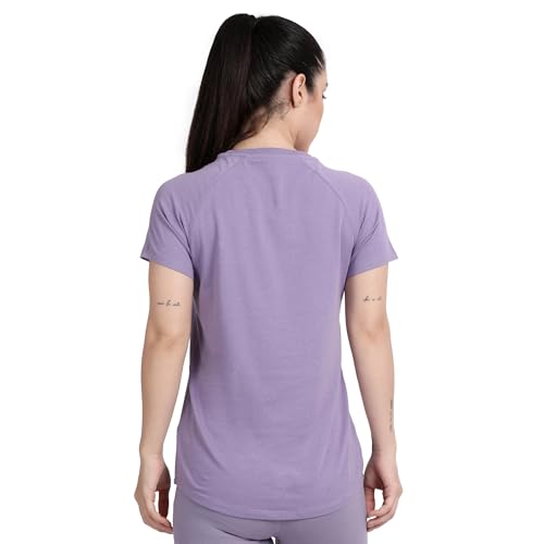 Image of Lavos Women's Regular Fit T-Shirt with Half Sleeve Round Neck, Bamboo & Cotton Gym, Yoga and Sports Wear for Women