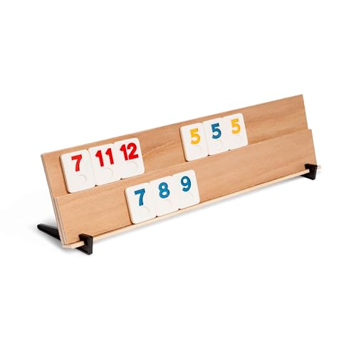 WOODTASTIC Rummy Holz Spiel - Hochwertiges Brettspiel aus Massivem Buchenholz mit 106 Robusten Kacheln
