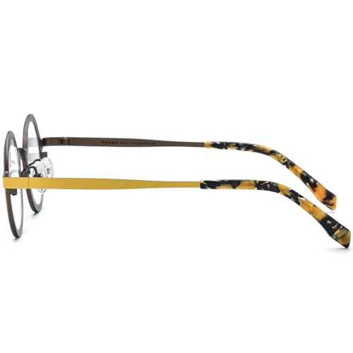 Image of FONEX Colorful Pure Titanium Glasses Frame Women Retro Round Eyeglasses