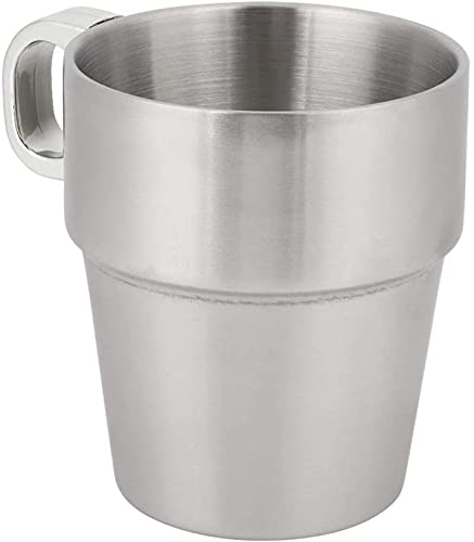 Juego de tazas de café apilables de acero inoxidable de doble capa con función antiquemaduras y soporte para bebidas para el hogar, viajes y camping