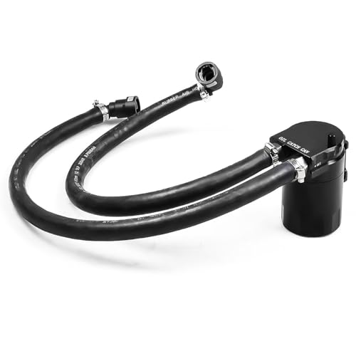 Image of 350ml Aluminum Oil Catch Can Polished Oil Separator Tank Compatible with Ford F150 2.7EB 3.5EB 5.0L Passenger Side 2011-2021, Expedition 3.5L EcoBoost 2018-2021, Raptor 3.5L Ecoboost 2017-2021,Black