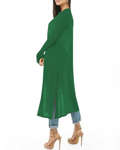 Image of Womens Sexy Sheer Long Sleeve Cardigan See Through Mesh Cover Up