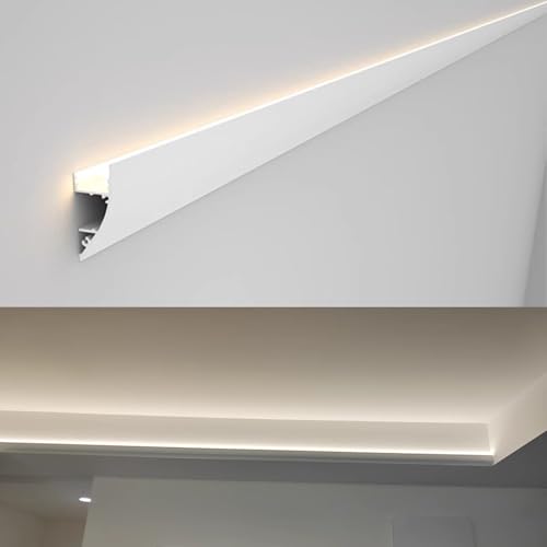 Canal de iluminación indirecta LED, perfil de aluminio para decoración del hogar, difusor LED de pared, 4 m, no incluye luces