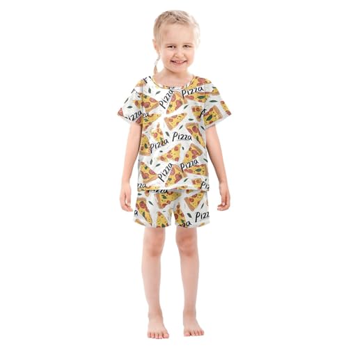 Pizza Word Pattern Pajama Set, Short Sleeve Cotton Sleepwear Nightwear3