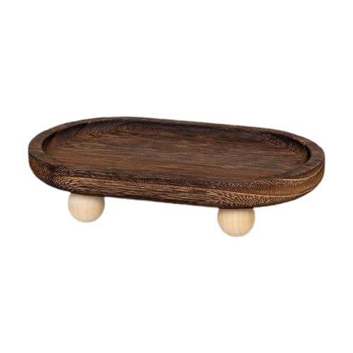 Duiaynke Bandeja elevadora de madera para organizar platos, pedestal, exhibición de joyas para gabinete, chimenea, encimera de cocina, 20 x 12 x 4,5 cm