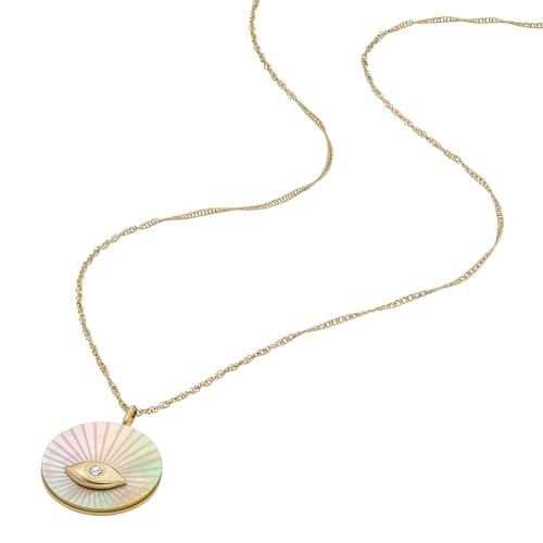 Image of Fossil Women's Gold-Tone Stainless Steel Pendant Chain Necklace for Women