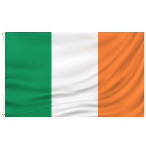 Irish Flag 3X5-Ireland Flag Polyester outdoor indoor Canvas Header and Double Stitched with two Brass Grommets