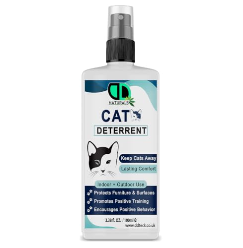 DD Teck 100% Natural Cat Deterrent Spray – Non-Toxic, Eco-Friendly Formula with Lemon, Lavender & Orange Oils, Safe Indoor & Outdoor Repellent to Prevent Scratching and Keep Cats Away (100ml Spray)