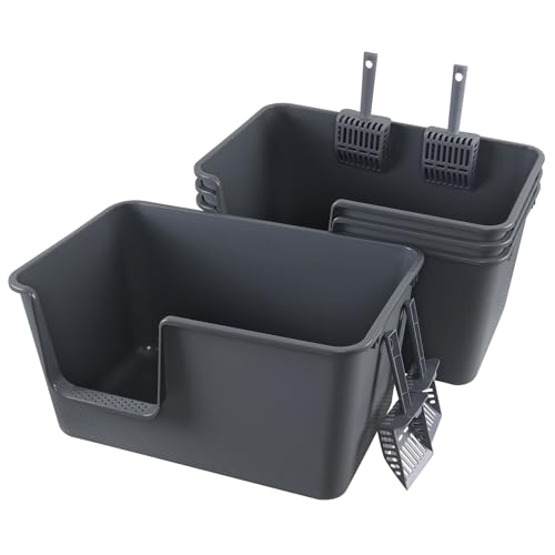 Caja de arena grande con lados altos para gatos x4 miniatura 7