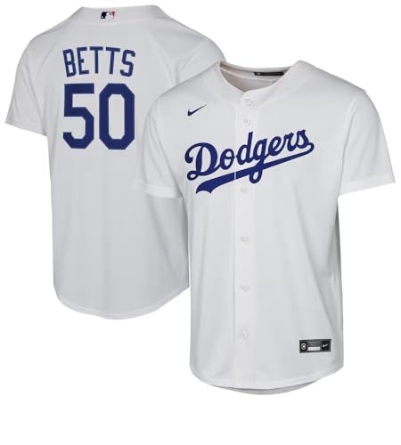 Nike Mookie Betts #50 Los Angeles Dodgers Player Jersey - Youth Boys (8-20) (US Numeric 10 12 Regular Home White)