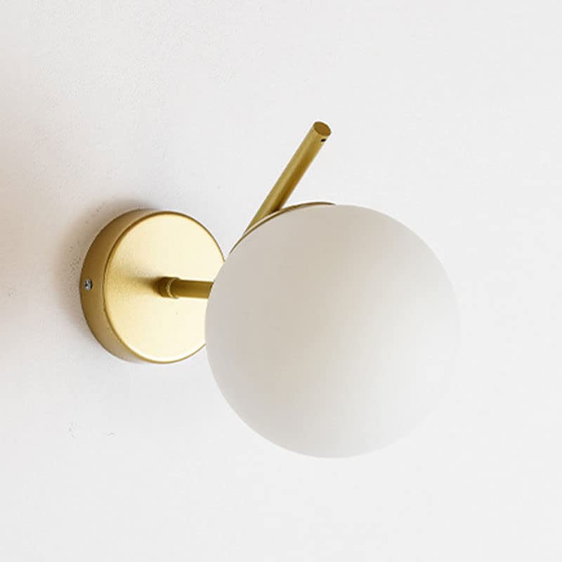 Lámpara de pared d de metal retro con pantalla de vidrio globo blanco E27 6