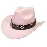 Design : chapeau fedora western avec ruban décoratif en tête de bœuf et bord enroulé