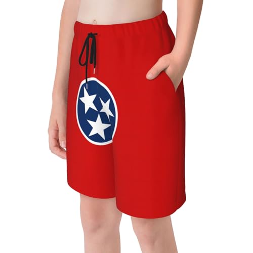 Tennessee State Flag Youth Beach Pants, Soft and Breathable, with Drawstring Waist, Suitable for Sports and Leisure.4