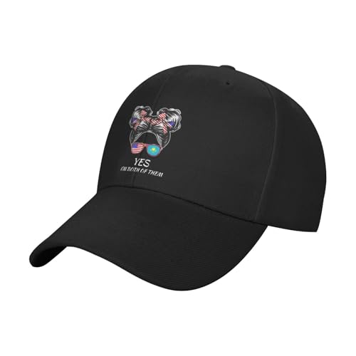 Kazakhstani American Half Flag Girl USA Kazakhstan Classic Duckbill Caps for Stylish Sun Protection Black2