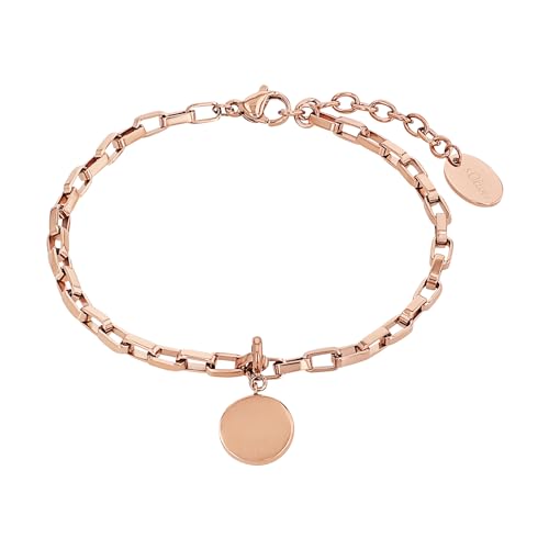 s.Oliver Armband Edelstahl Damen Armschmuck, 17+3 cm, Roséfarben, Münze,...