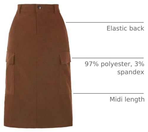 Image of Allegra K Corduroy Cargo Skirts for Women's High Waisted Elastic Back H Line 2025 Fall Midi Skirt