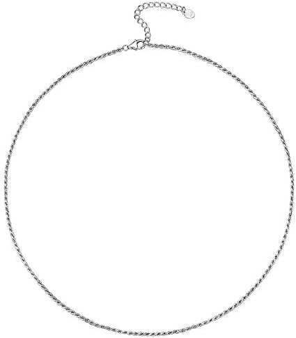 Silvora Sterling Silver Chains, 1/1.3/1.5 mm Slim Necklace for Women Teen Jewelry, S925 Sparkly Rolo/Box Link/Singapore/Italy Chain Necklace Super Thin & Strong with Gift Box