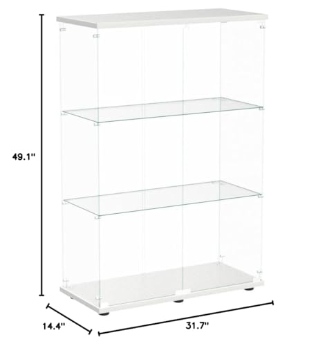 Image of Beauty4U White Glass Display Cabinet, 3-Shelf 2-Door Curio Cabinet