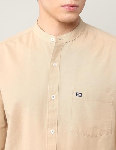 Image of Arrow Sports Men's Slim Fit Pure Cotton Mandarin Shirt