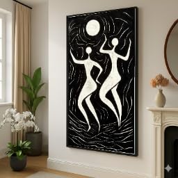 Art mural noir et blanc contemporain peinture de figures