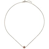 Girahlutions - Halskette - Collier - Ankerkette - 585/- Gold - Rotgold - 1 pink Turmalin-Cabochon - 16 Diamant-Brillanten - ca. 42 cm