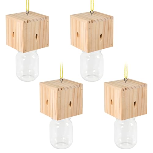 4 PCS Wood Carpenter Bee Trap for Outside - Best