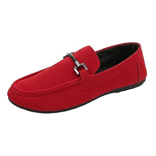 Men's Loafers Round Toe Smoking Loafers Simple Flat Heel Anti-Slip Lightweight Fashion Slip-ons