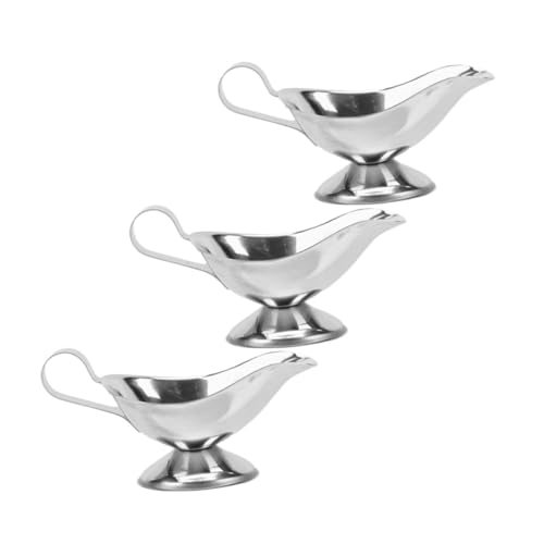 Ciieeo 3pcs Stainless Steel Gravy Boat Sauce Jug with Precision Spout and Handle Versatile Pitcher for Sauces Dressings and Gravies Home Gatherings and Restaurants
