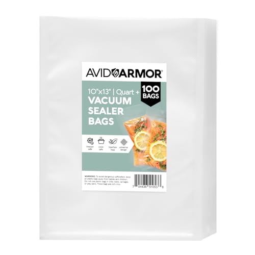 Avid Armor Food Vacuum Sealer Bags – 100-Pack, 10x13” Quart + Freezer Bags by Avid Armor - Used condition - US$19.85