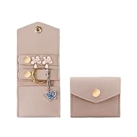 AfitLulu Klein Schmuckrollen Reise-Schmuckkästchen Rolle Faltbar Schmuckkästchen Rolle Mikrofaser Schmuck Organizer Tasche Tragbar Schmucktasche für Ringe, Halsketten, Ohrringe (Braun)