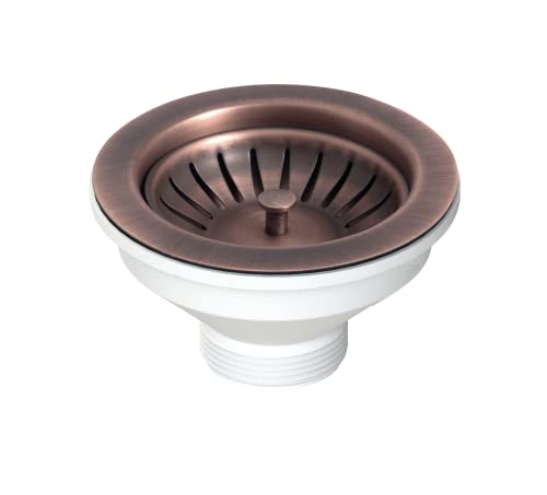 Bonde bouchon panier évier acier d114 x 54 mm sans trop plein rond cuivre vieilli 1 1/2 L.B. Plast D550-70-COP