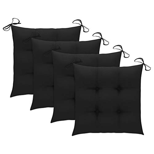 vidaXL 4X Coussins de Chaise Coussins de Siège Coussins de Chaise de Salle à Manger Patio Terrasse Jardin Extérieur Noir 50x50x7 cm Tissu