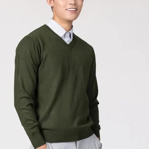 Men's V-Neck Wool Blend Pullover Sweater Long Sleeve Slim Fit Casual Daily Classic Solid Color Jumper Tops2