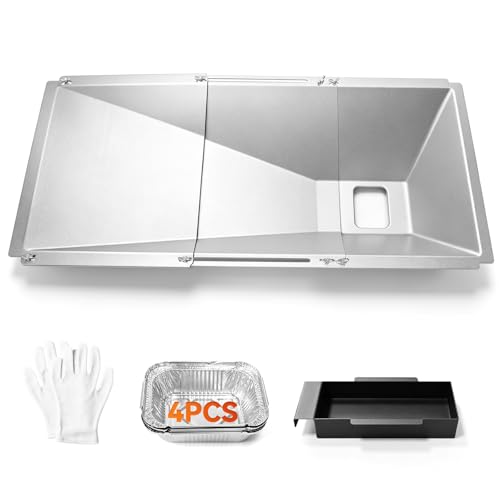 FORYEYC Universal Fettwanne mit Auffangwanne 60cm bis 80cm Verstellbar Tropfpfanne für 3/4/5 Brenner Gasgrill von Charbroil Dyna Glo Nexgrill Kenmore Uniflame und mehr Fettauffangschale