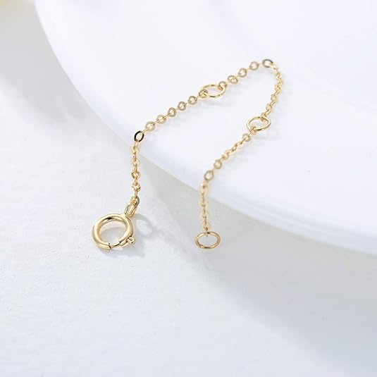 Image of 14K Gold Chain Extender for Women, Yellow Gold /White Gold /Rose Gold Adjustable Gold Necklace Anklet EXtension Chain, Available in 2 /3 /4 Inch