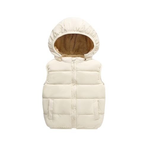 Toddler Puffer Vest Boys Girls Fleece Vest Puffy Toddler Boy Sleeveless Jacket Coat with Removable Hood