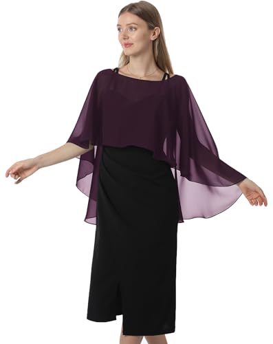 Hotshawl Cape en mousseline de soie pour femme, châles et écharpes pour robe de soirée, de mariage., prune, taille unique