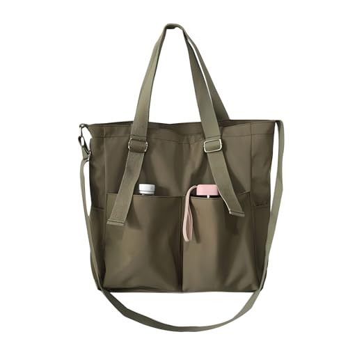 CHENXIAOHONG Bolsa Feminina Grande Capacidade, Bolsa de Ombro Vintage, Bolsa de Trabalho, Leve, Casual, Estilo Retrô, Bolsa para Dia a Dia, Elegante e Versátil (Verde-musgo)