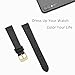 WOCCI 20mm Lug Width, Elegant Watch Band, Genuine Leather Replacement Strap with Gold Buckle (Black)