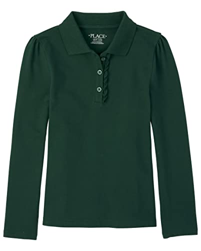 Image of The Children's Place Girls' Uniform Long Sleeve Ruffle Pique Polo