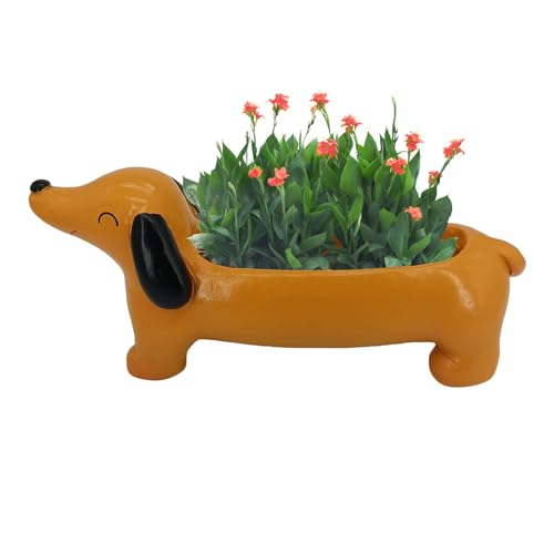 Patonde Maceta para Perro Salchicha - Lindos Maceteros de Flores de Animales de Dibujos Animados - Resina, Decoración de Jardín
