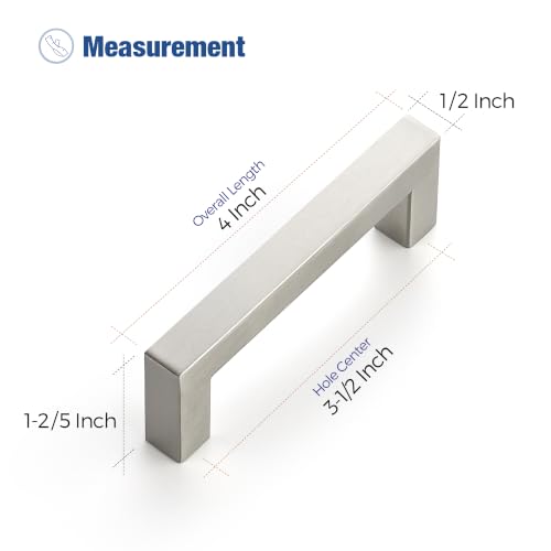 Image of Ravinte 5 Pack Kitchen Brushed Nickel Cabinet Handles 3-1 /2 Inch Hole Center Stainless Steel Square Cabinet Pulls for Dresser Drawer Cupboard Handles with Screwdriver