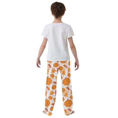 Pumpkin Happy Fall Boys Long Pants Soft Trousers Elastic Waist Kids Lounge Bottoms with Pockets S-XL3