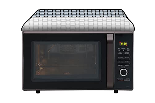 Image of Stylista PVC Microwave Oven Cover for Panasonic 27 L Convection NN-CD684BFDG, Lattice Pattern Grey