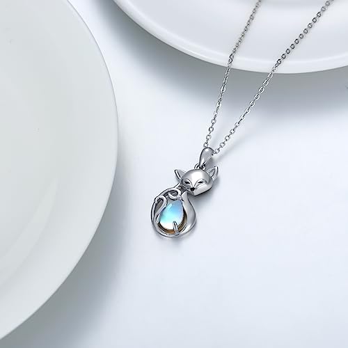 Chaîne en argent 925 renard YAFEINI, l'éclat de la pierre de lune véritable - 3