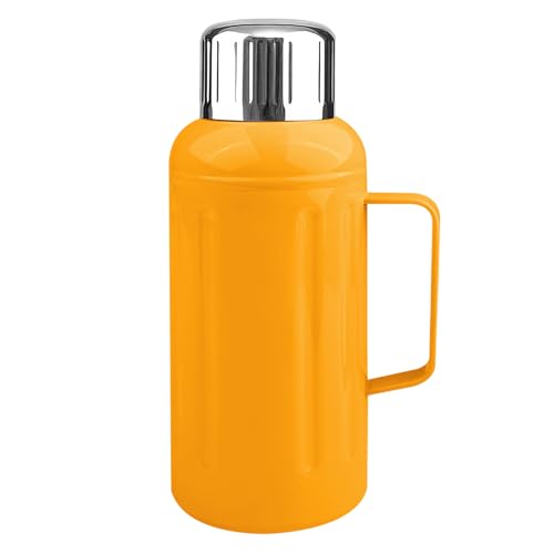 Amdoticknpf Bouteille Isotherme 1500ml, Gourde Inox, Gourde Isotherme en Acier Inoxydable, Thermos avec Tasse Bouteille, Double Paroi, Étanche, Sans BPA, pour Boissons Chaudes et Froides (Orange)