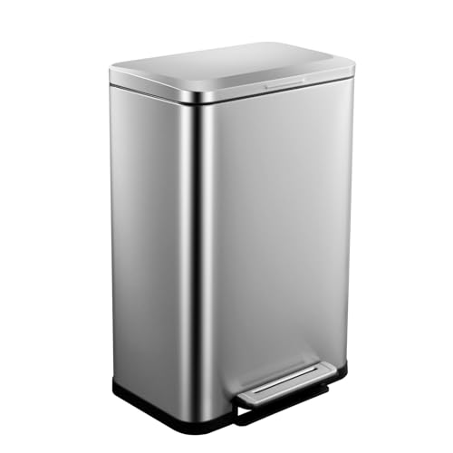 Caneca de basura rectangular 50L acero inoxidable