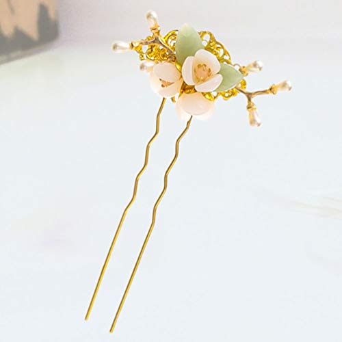 PIXNOR Flower Hair Pin Pearl Hair Stick Vintage Hair Chopsticks Chignon Pin Add Pendant Hair Insert Updo Headdress Headwear for Women Lady